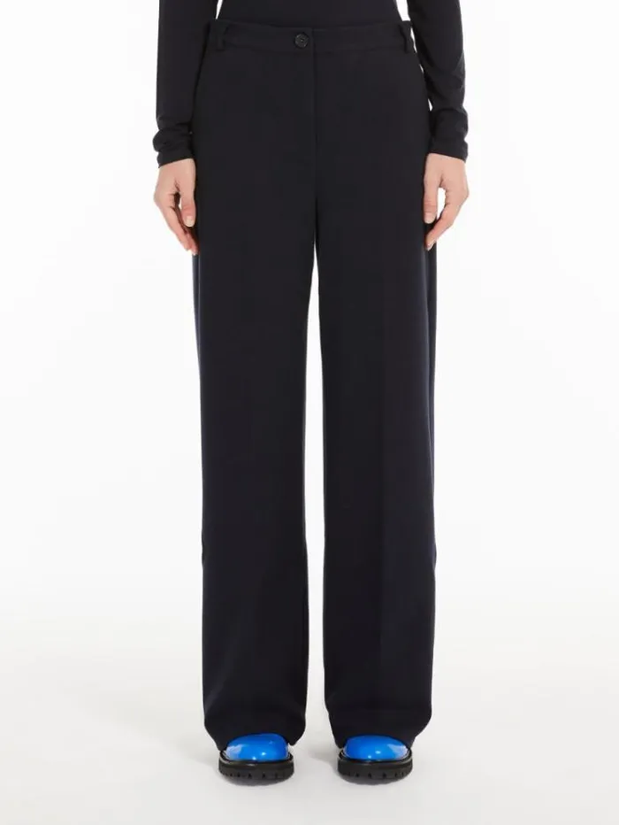 Woman Jacquard Jersey Trousers Navy Maxmara Trousers