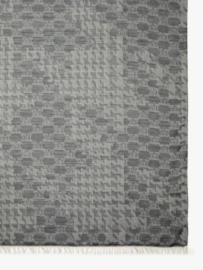 Woman Jacquardknit Wool And Silk Stole Medium Grey Maxmara Scarves And Foulards