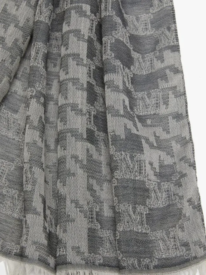 Woman Jacquardknit Wool And Silk Stole Medium Grey Maxmara Scarves And Foulards Woman Jacquardknit Wool And Silk Stole Medium Grey Maxmara Scarves And Foulards