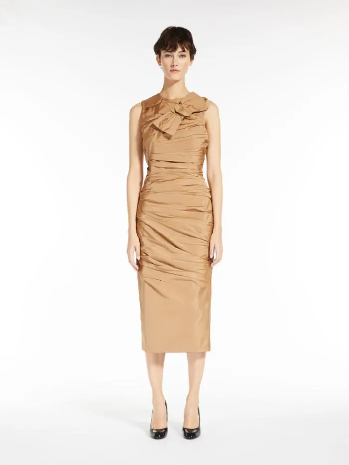 Woman Jersey Sheath Dress With Bow Camel Maxmara Dresses