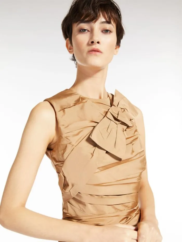 Woman Jersey Sheath Dress With Bow Camel Maxmara Dresses Woman Jersey Sheath Dress With Bow Camel Maxmara Dresses