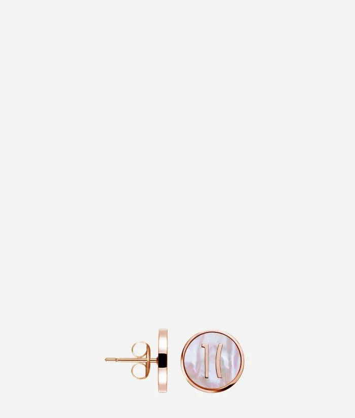 Woman Jewelry Alviero Martini Via Condotti Steel And Nacre Stud Earrings Rose Gold