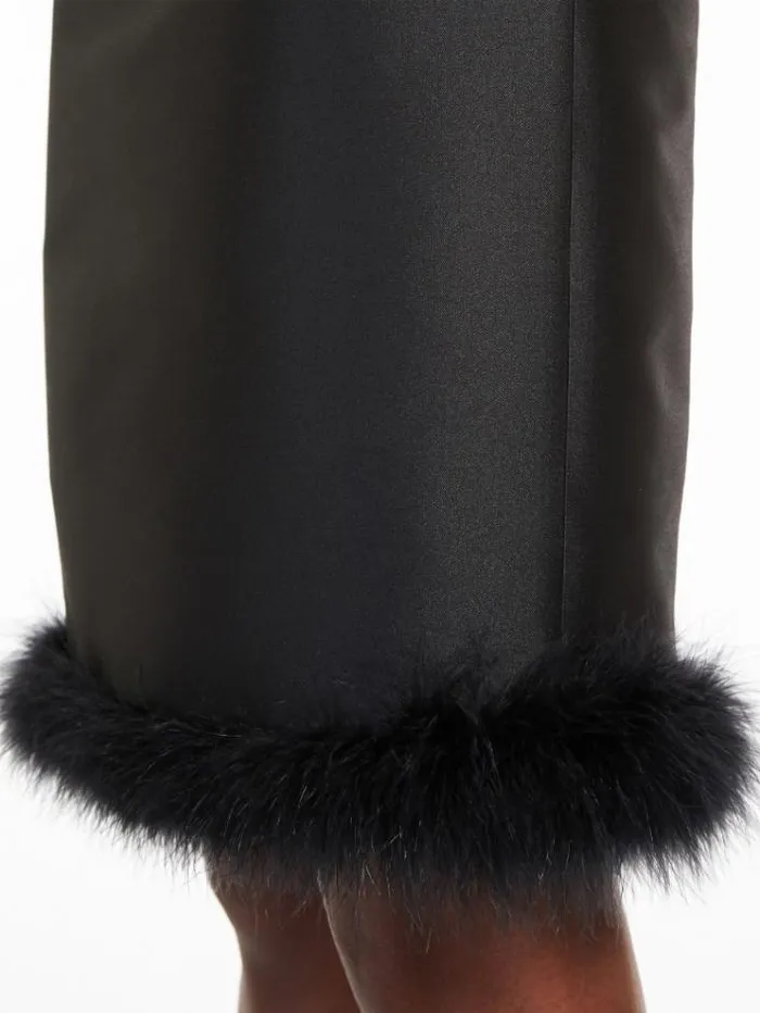 Woman Kneelength Skirt With Downy Feather Hem Black Maxmara Skirts Woman Kneelength Skirt With Downy Feather Hem Black Maxmara Skirts