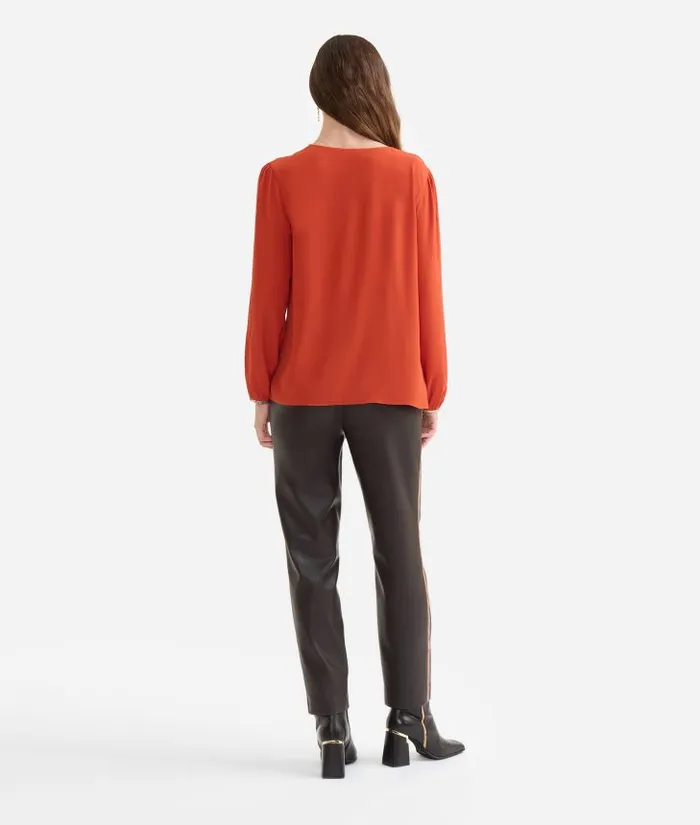 Woman Knitwears Shirts and Tops Alviero Martini Crpe De Chine Blouse With Lapels Brick Red