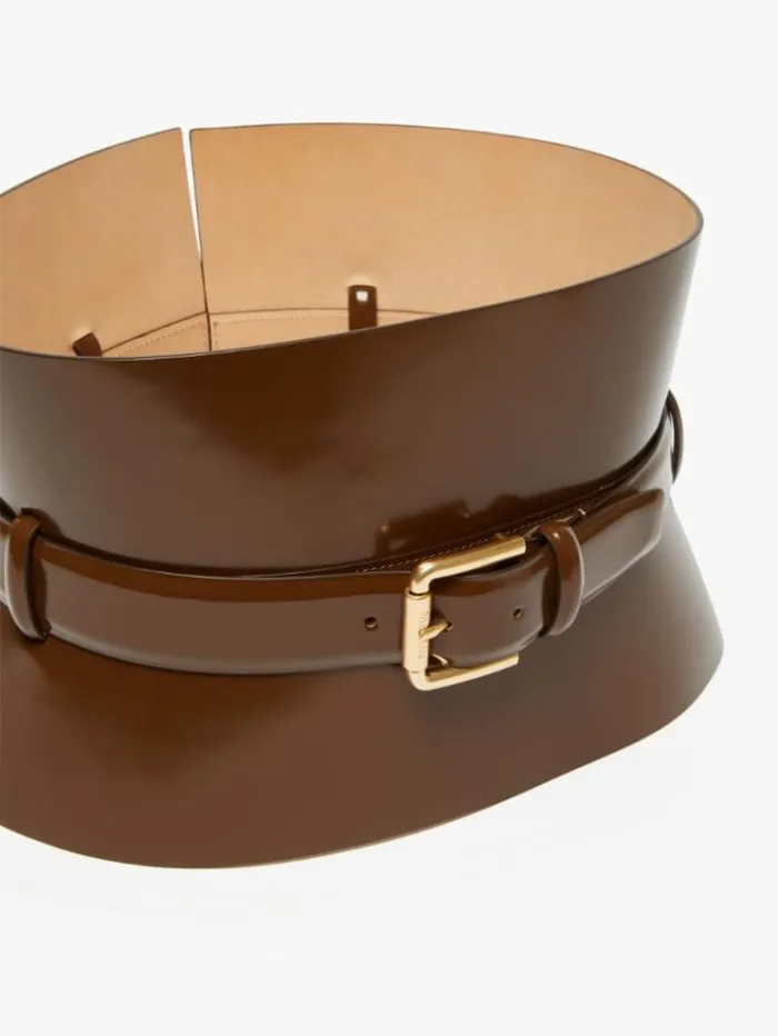Woman Leather Bustier Belt Brown Maxmara Belts