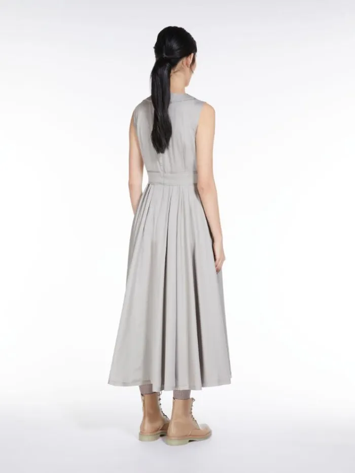 Woman Long Cotton Satin Dress Light Grey Maxmara Dresses Woman Long Cotton Satin Dress Light Grey Maxmara Dresses