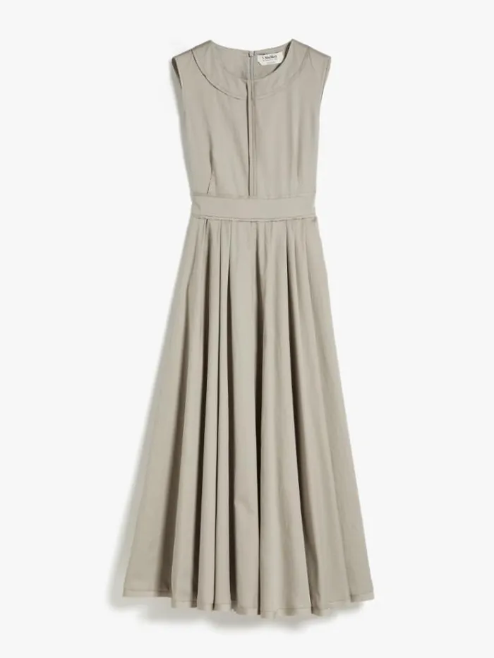 Woman Long Cotton Satin Dress Light Grey Maxmara Dresses Woman Long Cotton Satin Dress Light Grey Maxmara Dresses