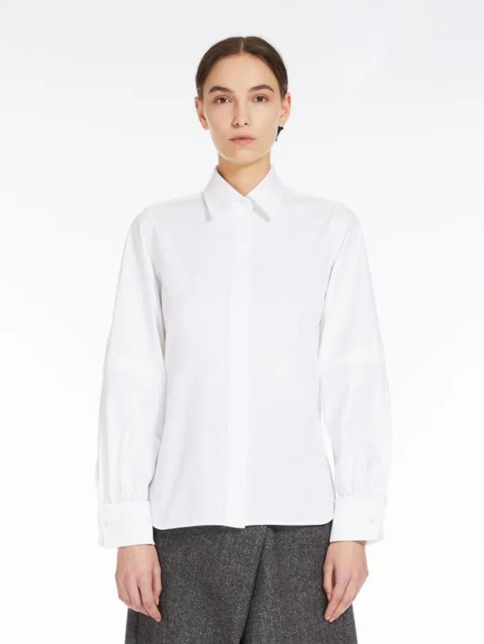 Woman Mensstyle Cotton Shirt Optical White Maxmara Shirts And Tops