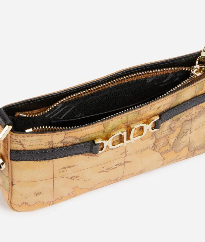 Woman Mini Bags and Pouches Alviero Martini 3d Geo Pouch With Crossbody Strap Black