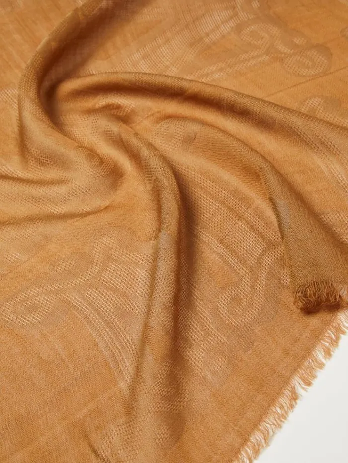 Woman Modal And Woolblend Shawl Camel Maxmara Scarves And Foulards Woman Modal And Woolblend Shawl Camel Maxmara Scarves And Foulards