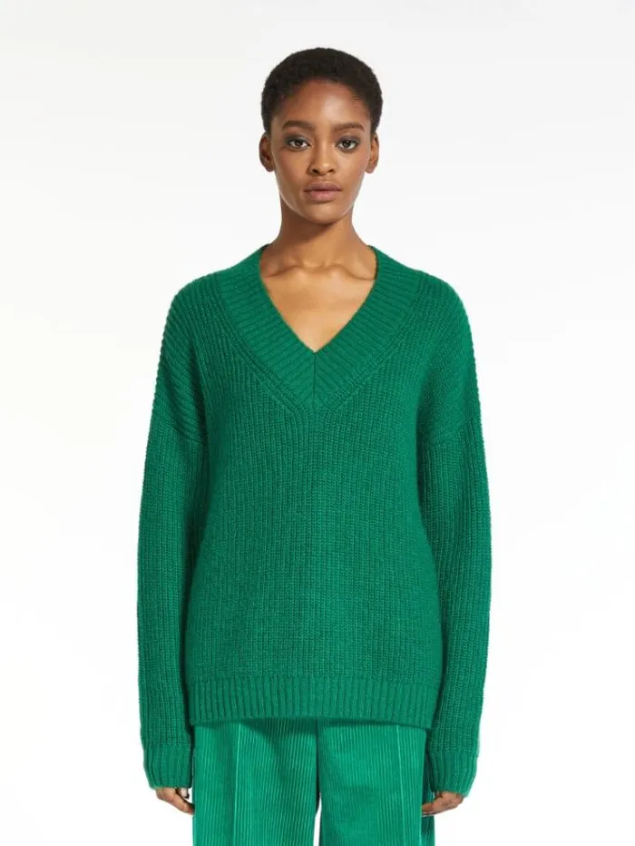 Woman Mohair Yarn Sweater Emerald Maxmara Knitwear And Sweatshirts