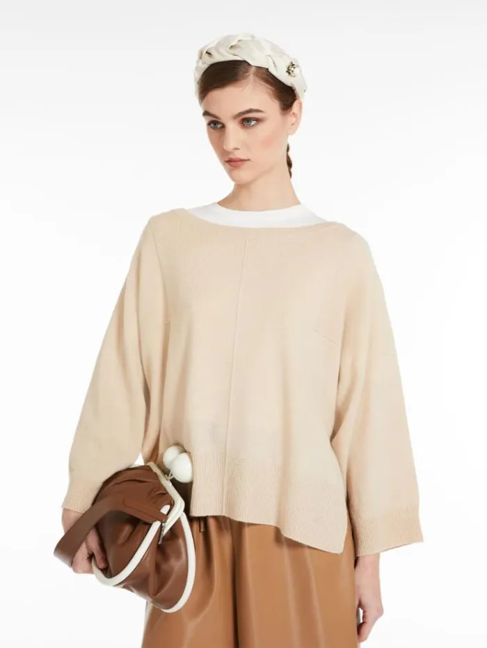 Woman Oversized Cashmere Knit Beige Maxmara Knitwear And Sweatshirts Woman Oversized Cashmere Knit Beige Maxmara Knitwear And Sweatshirts
