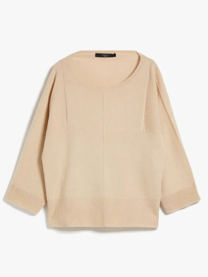 Woman Oversized Cashmere Knit Beige Maxmara Knitwear And Sweatshirts Woman Oversized Cashmere Knit Beige Maxmara Knitwear And Sweatshirts