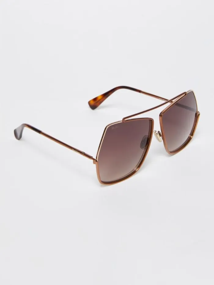 Woman Oversized Metallic Sunglasses Brown Maxmara Eyewear