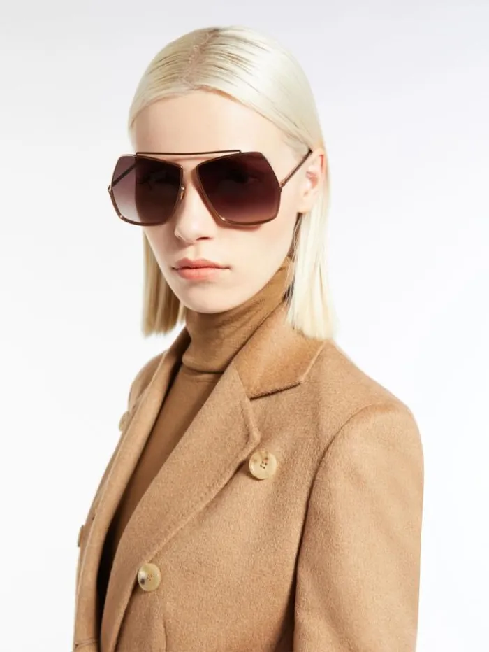 Woman Oversized Metallic Sunglasses Brown Maxmara Eyewear Woman Oversized Metallic Sunglasses Brown Maxmara Eyewear