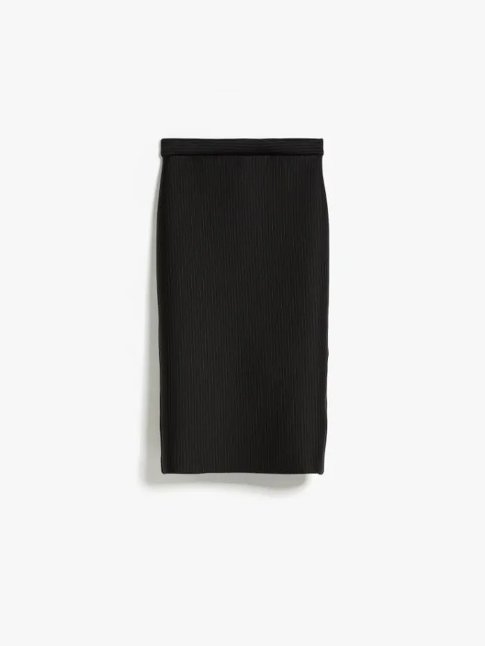 Woman Pinstriped Jersey Midi Skirt Black Maxmara Skirts Woman Pinstriped Jersey Midi Skirt Black Maxmara Skirts