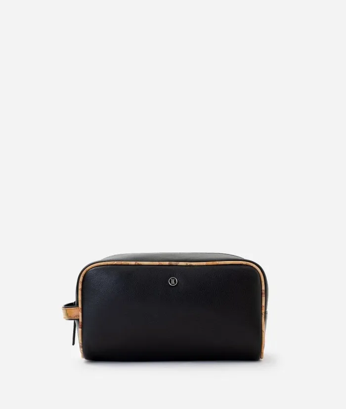 Woman Pouches and Toiletry Bags Alviero Martini Leather Pouche With Geo Classic Print Details Black