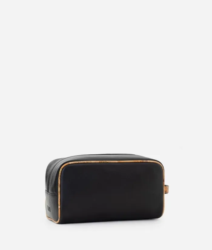 Woman Pouches and Toiletry Bags Alviero Martini Leather Pouche With Geo Classic Print Details Black