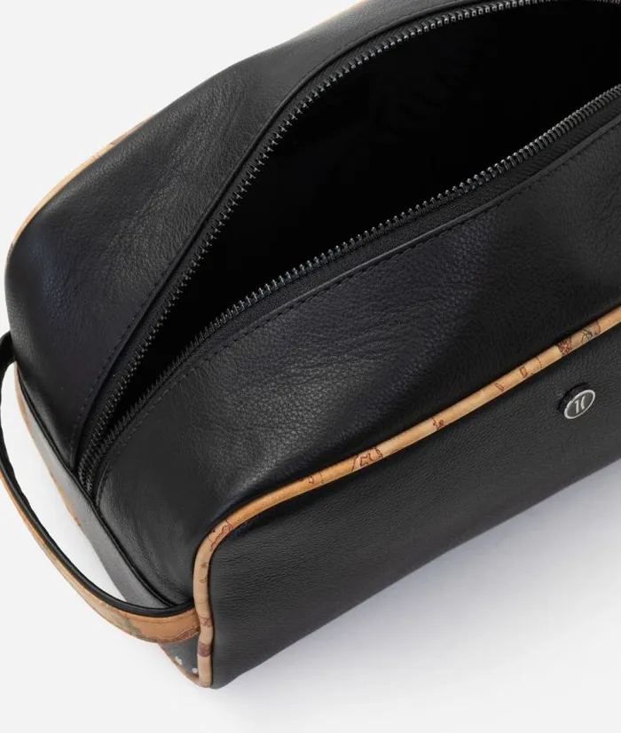 Woman Pouches and Toiletry Bags Alviero Martini Leather Pouche With Geo Classic Print Details Black