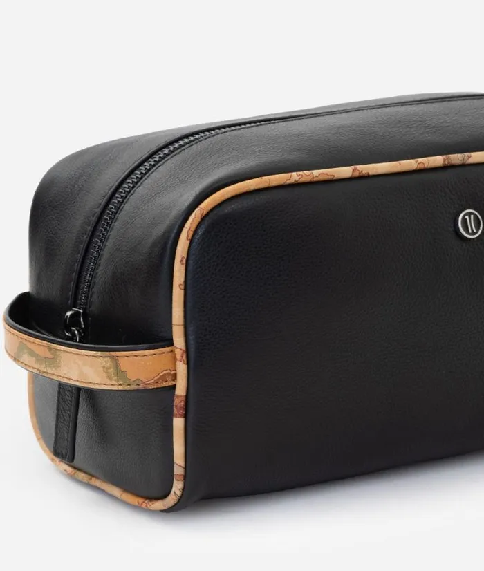 Woman Pouches and Toiletry Bags Alviero Martini Leather Pouche With Geo Classic Print Details Black