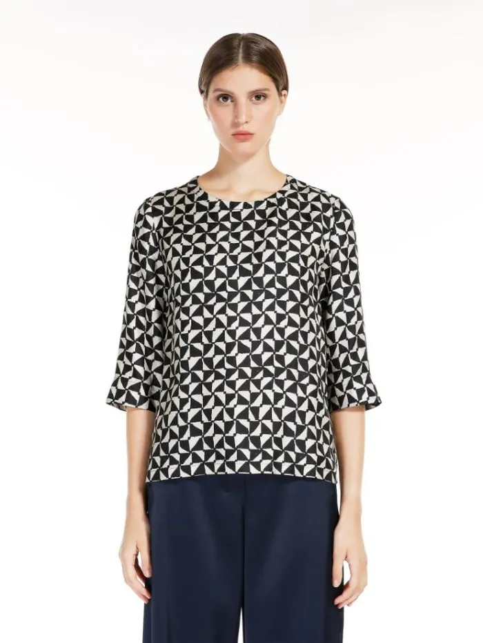 Woman Printed Silk Blouse Ecru Maxmara Shirts And Tops