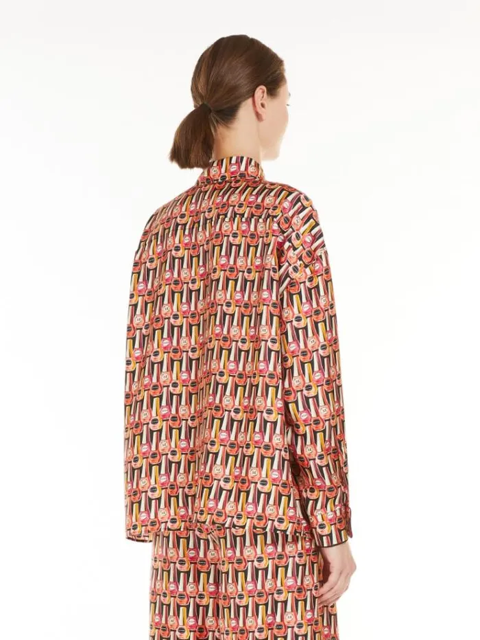 Woman Printed Silk Twill Shirt Salmon Maxmara Shirts And Tops Woman Printed Silk Twill Shirt Salmon Maxmara Shirts And Tops