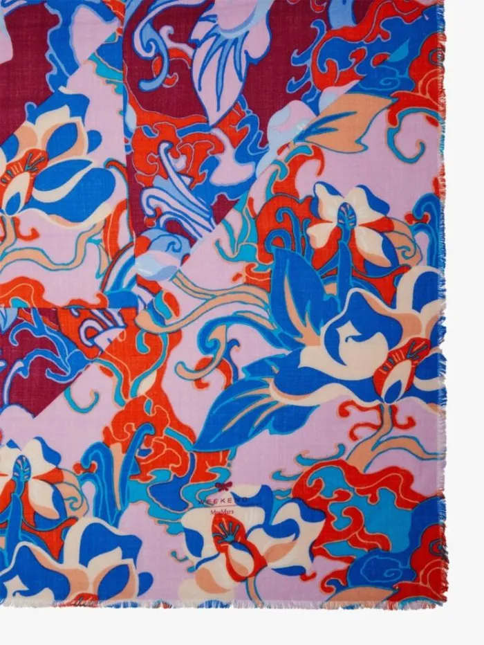 Woman Printed Wool Shawl Antique Rose Maxmara Scarves And Foulards
