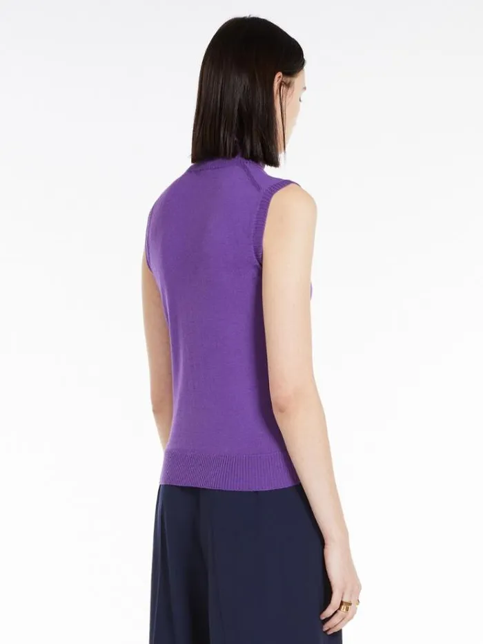 Woman Pure Wool Mock Poloneck Sweater Purple Maxmara Knitwear And Sweatshirts Woman Pure Wool Mock Poloneck Sweater Purple Maxmara Knitwear And Sweatshirts