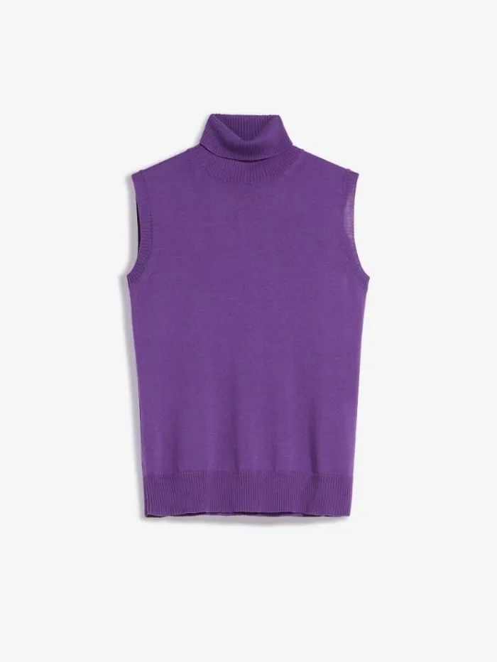 Woman Pure Wool Mock Poloneck Sweater Purple Maxmara Knitwear And Sweatshirts Woman Pure Wool Mock Poloneck Sweater Purple Maxmara Knitwear And Sweatshirts