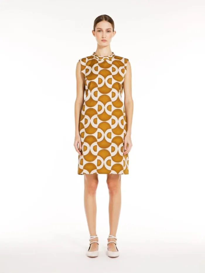 Woman Reversible Printed Poplin Dress Ochre Maxmara Dresses
