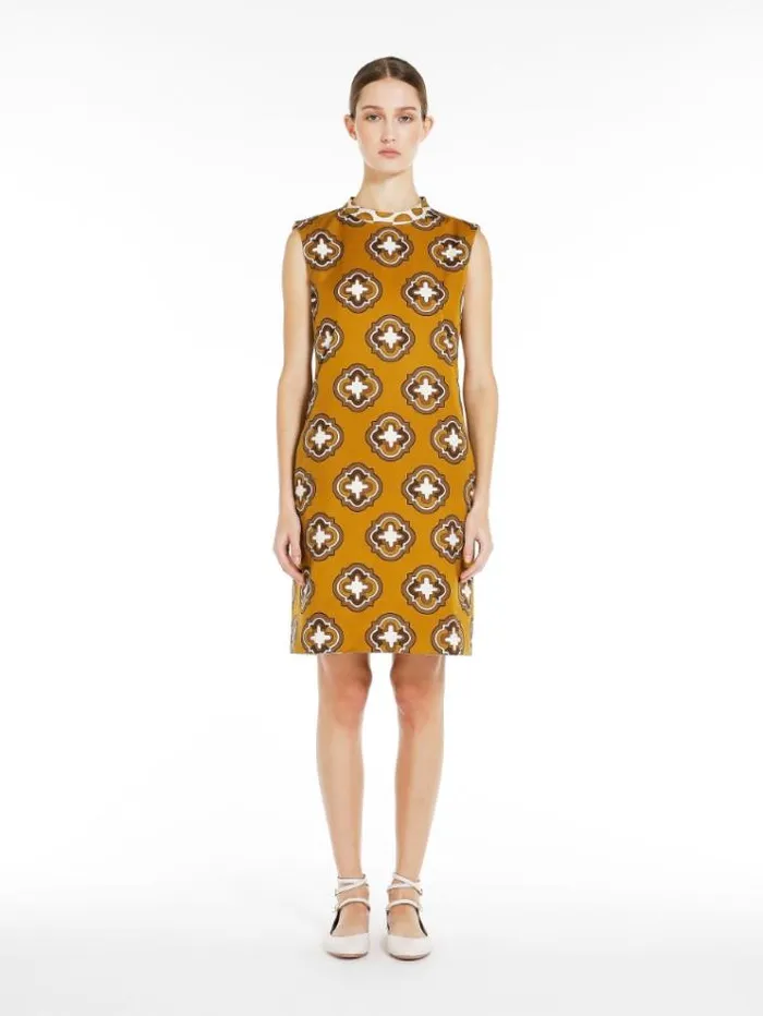 Woman Reversible Printed Poplin Dress Ochre Maxmara Dresses Woman Reversible Printed Poplin Dress Ochre Maxmara Dresses