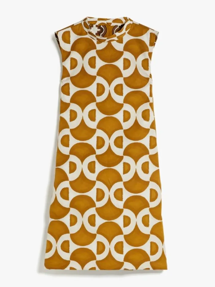 Woman Reversible Printed Poplin Dress Ochre Maxmara Dresses Woman Reversible Printed Poplin Dress Ochre Maxmara Dresses