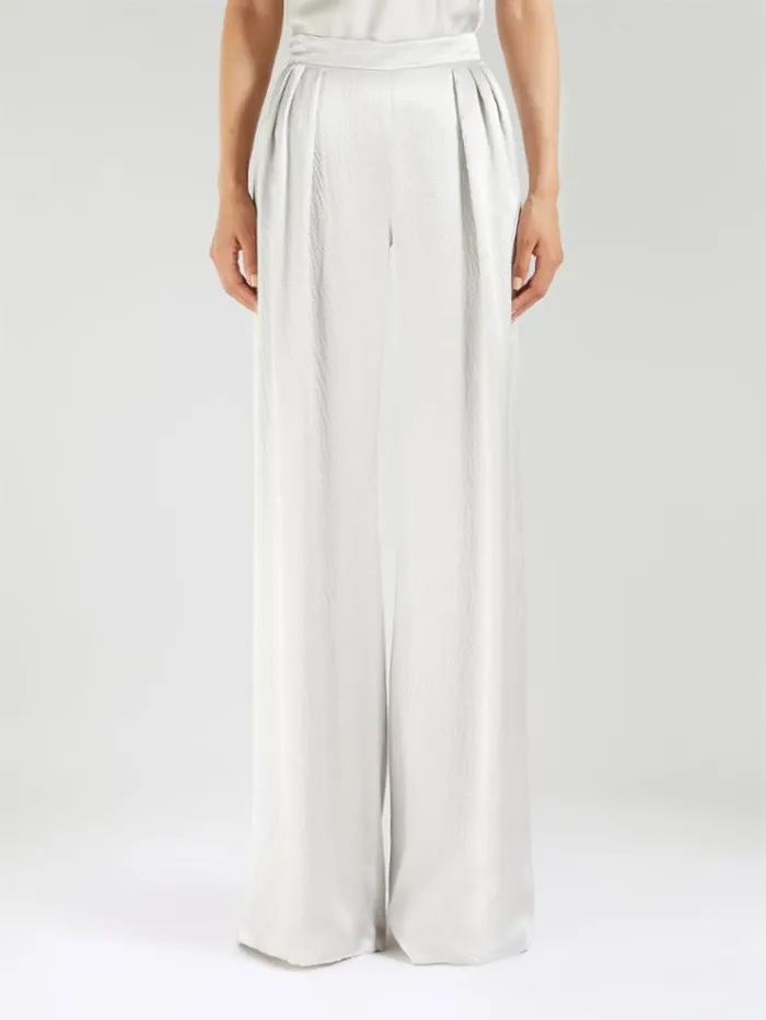 Woman Satin Trousers With Pleats Pearl Grey Maxmara Trousers