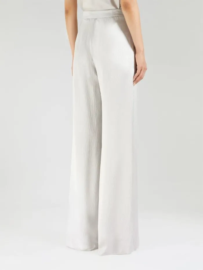 Woman Satin Trousers With Pleats Pearl Grey Maxmara Trousers Woman Satin Trousers With Pleats Pearl Grey Maxmara Trousers