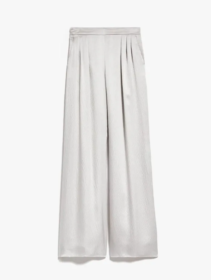Woman Satin Trousers With Pleats Pearl Grey Maxmara Trousers Woman Satin Trousers With Pleats Pearl Grey Maxmara Trousers