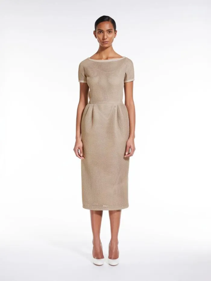 Woman Sheath Dress In Mesheffect Jersey Sand Maxmara Dresses