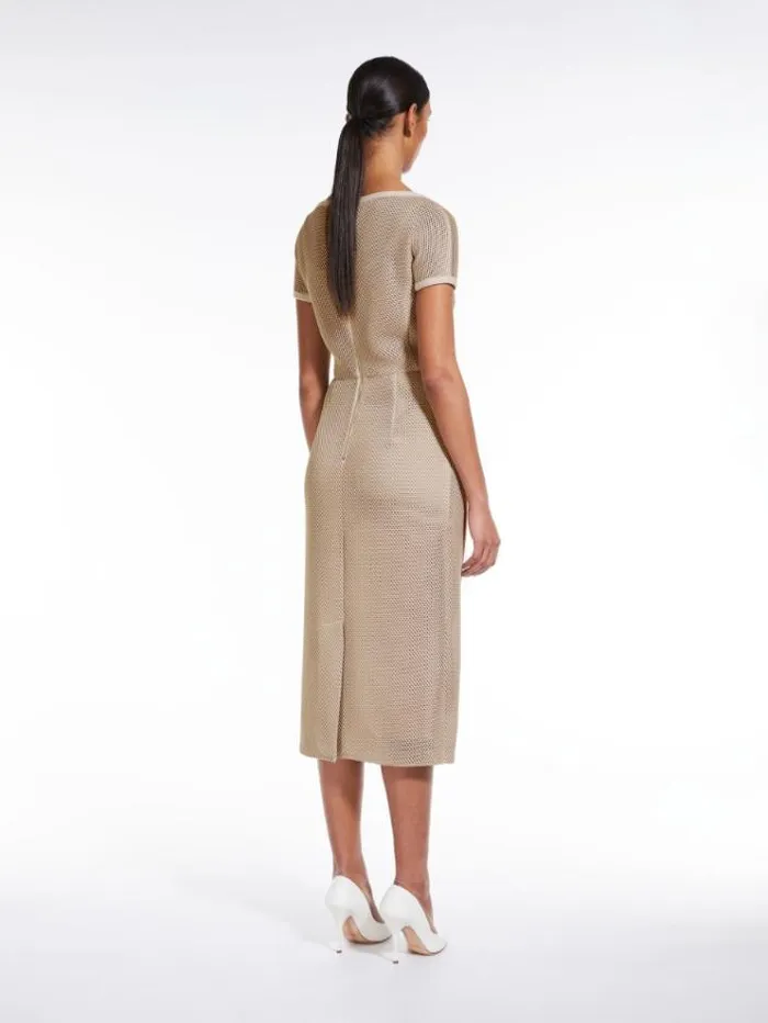 Woman Sheath Dress In Mesheffect Jersey Sand Maxmara Dresses Woman Sheath Dress In Mesheffect Jersey Sand Maxmara Dresses