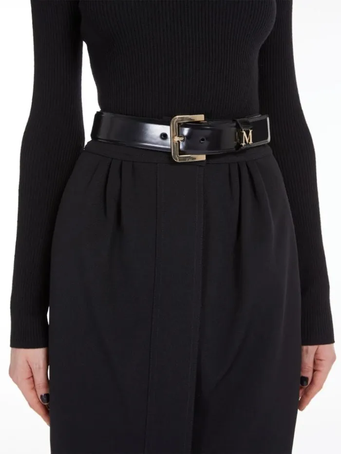 Woman Shiny Leather Belt Black Maxmara Belts Woman Shiny Leather Belt Black Maxmara Belts