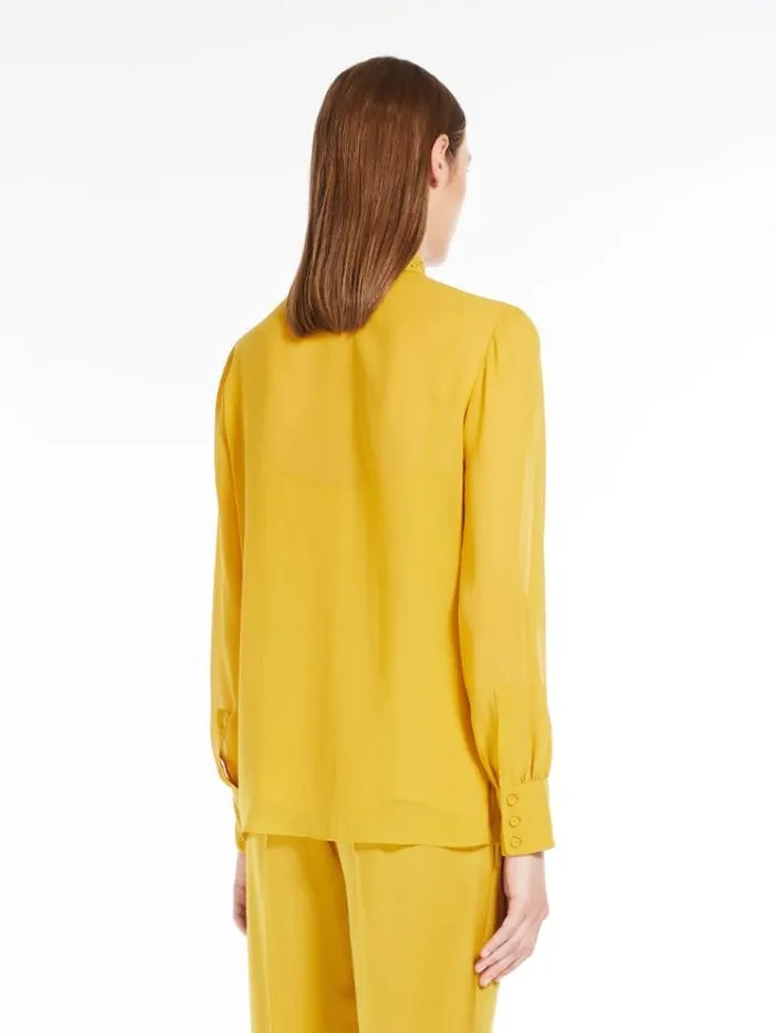 Woman Silk Georgette Shirt Ochre Maxmara Shirts And Tops Woman Silk Georgette Shirt Ochre Maxmara Shirts And Tops