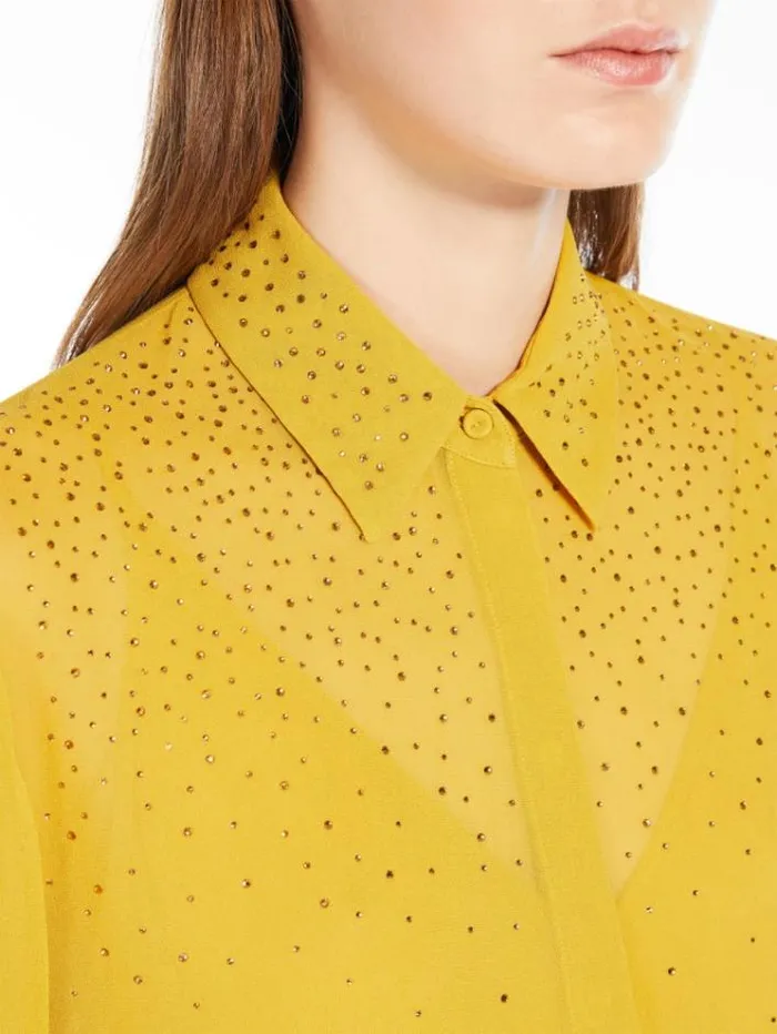 Woman Silk Georgette Shirt Ochre Maxmara Shirts And Tops Woman Silk Georgette Shirt Ochre Maxmara Shirts And Tops
