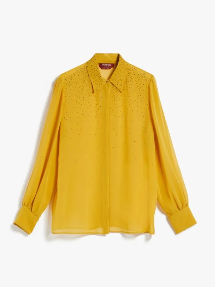 Woman Silk Georgette Shirt Ochre Maxmara Shirts And Tops Woman Silk Georgette Shirt Ochre Maxmara Shirts And Tops
