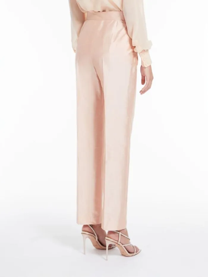 Woman Silk Shantung Trousers Powder Maxmara Trousers Woman Silk Shantung Trousers Powder Maxmara Trousers