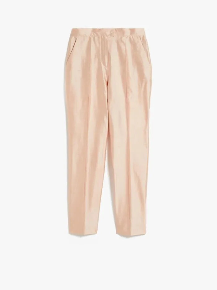 Woman Silk Shantung Trousers Powder Maxmara Trousers Woman Silk Shantung Trousers Powder Maxmara Trousers