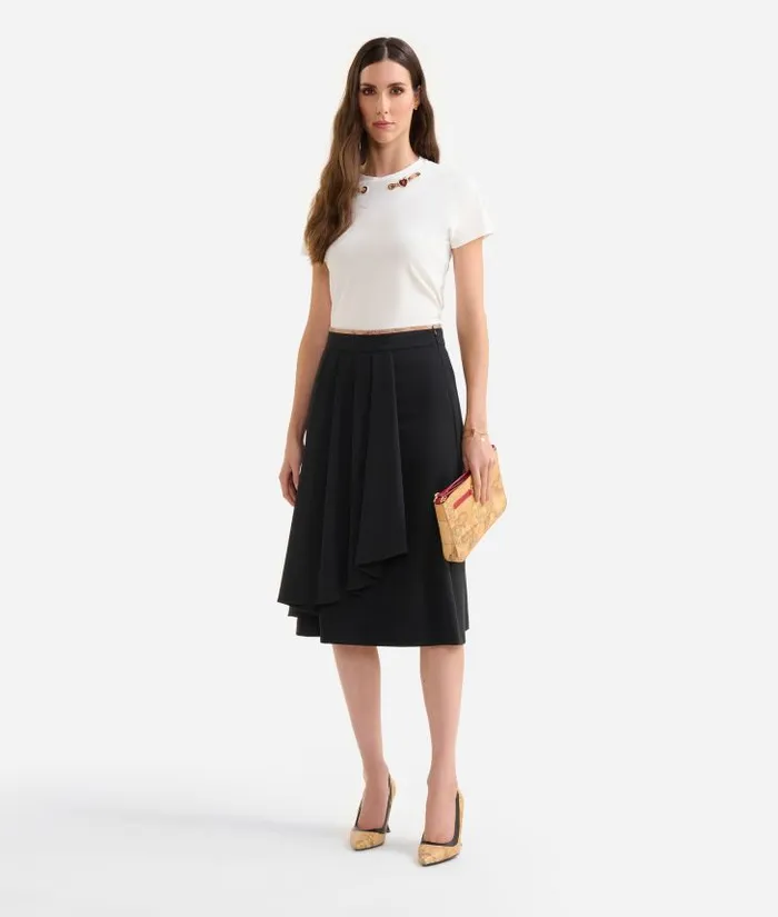 Woman Skirts and Trousers Alviero Martini Stretch Fabric Skirt With Flounce Black