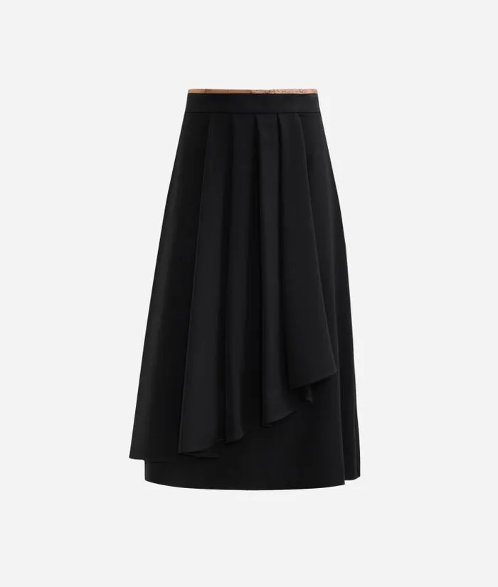 Woman Skirts and Trousers Alviero Martini Stretch Fabric Skirt With Flounce Black