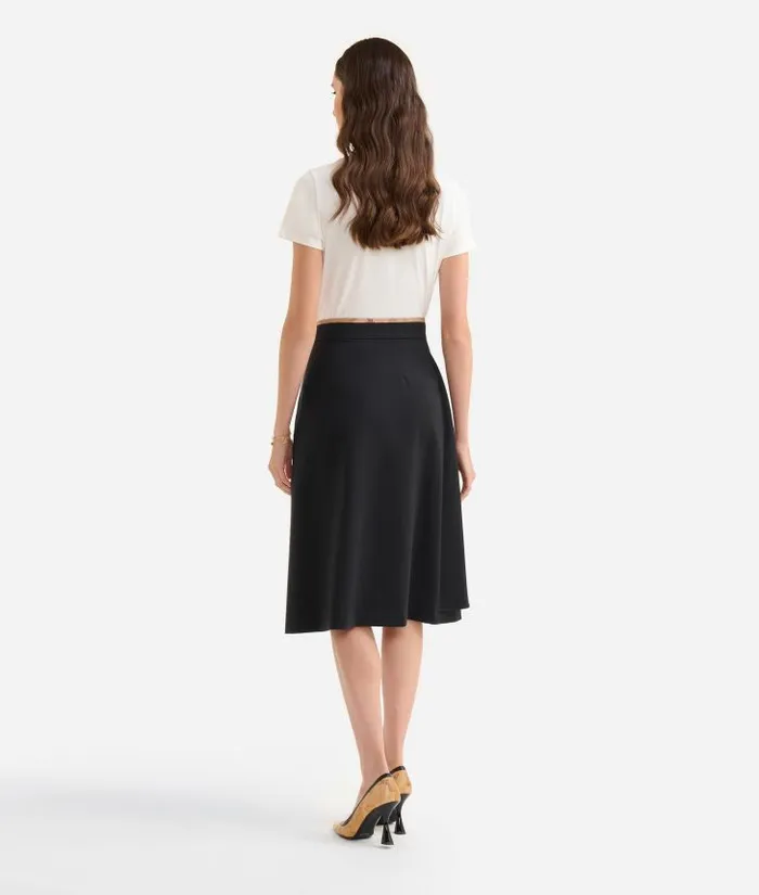Woman Skirts and Trousers Alviero Martini Stretch Fabric Skirt With Flounce Black