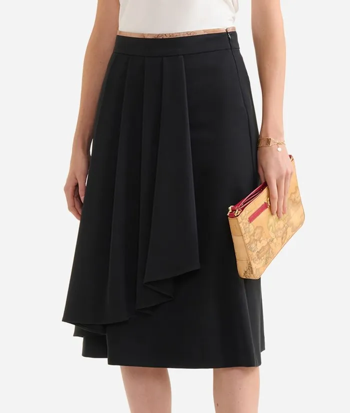 Woman Skirts and Trousers Alviero Martini Stretch Fabric Skirt With Flounce Black