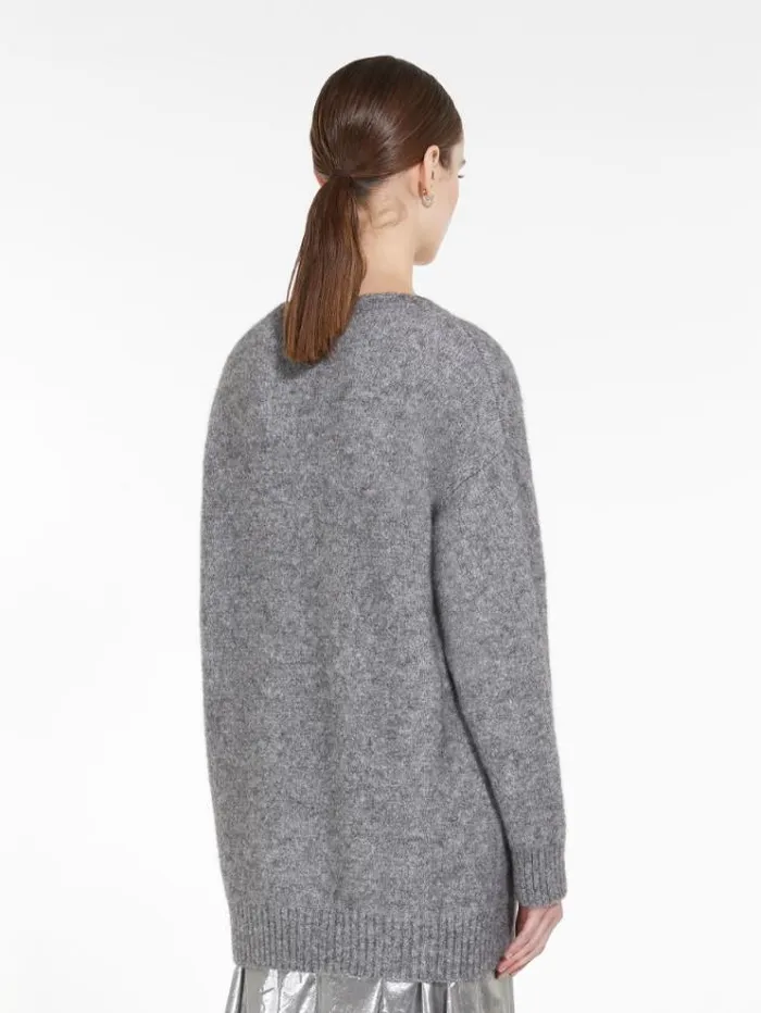 Woman Soft Pullover In Alpaca And Cotton Medium Grey Maxmara Knitwear And Sweatshirts Woman Soft Pullover In Alpaca And Cotton Medium Grey Maxmara Knitwear And Sweatshirts