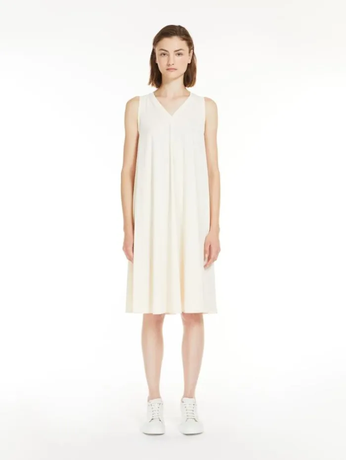 Woman Stretch Jersey Aline Dress Ivory Maxmara Dresses