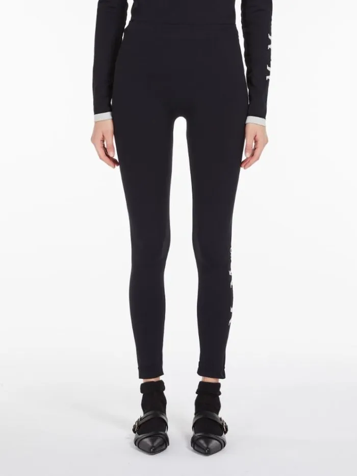 Woman Stretch Technical Fabric Leggings Black Maxmara Hosiery